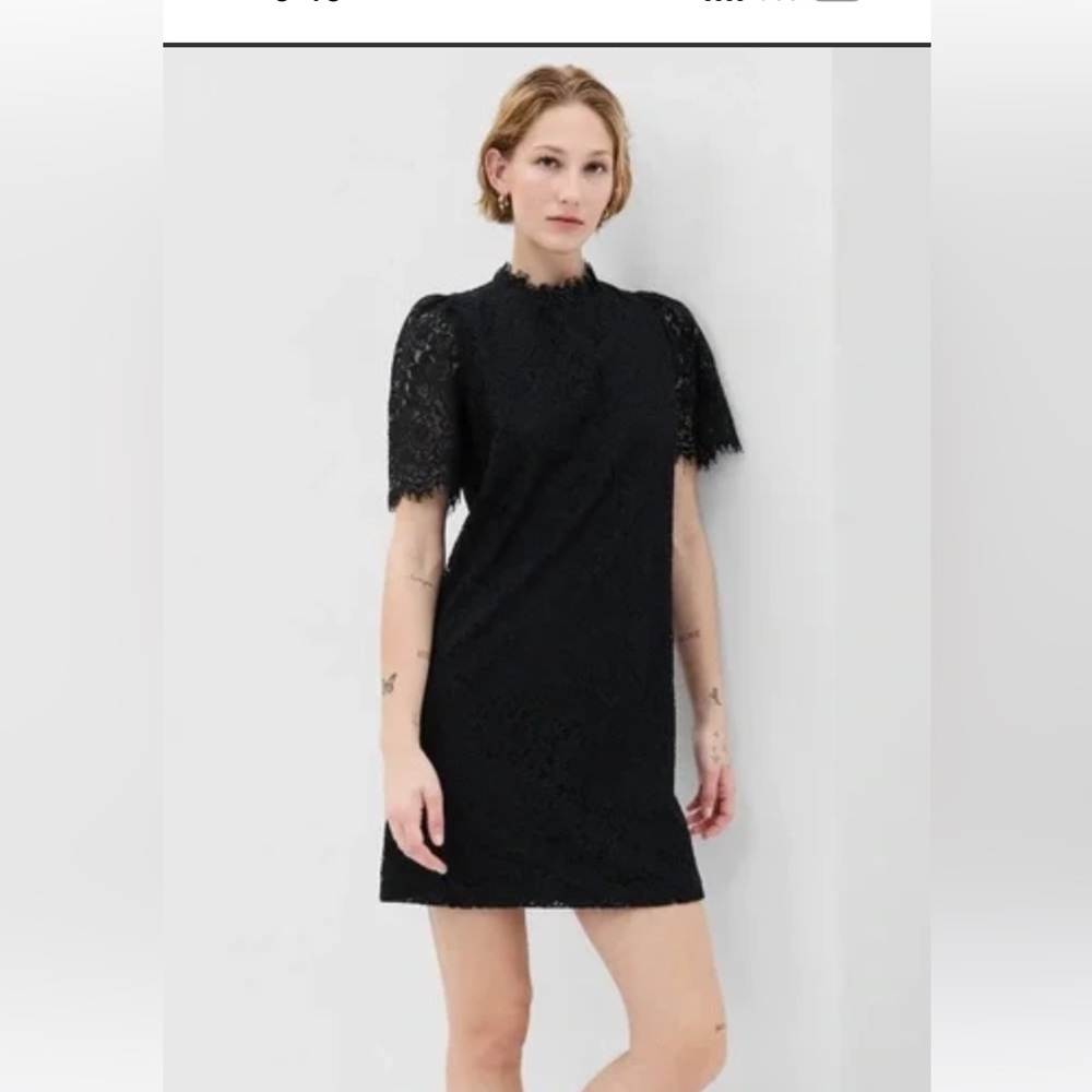 Puff sleeve black lace dress size L with tags